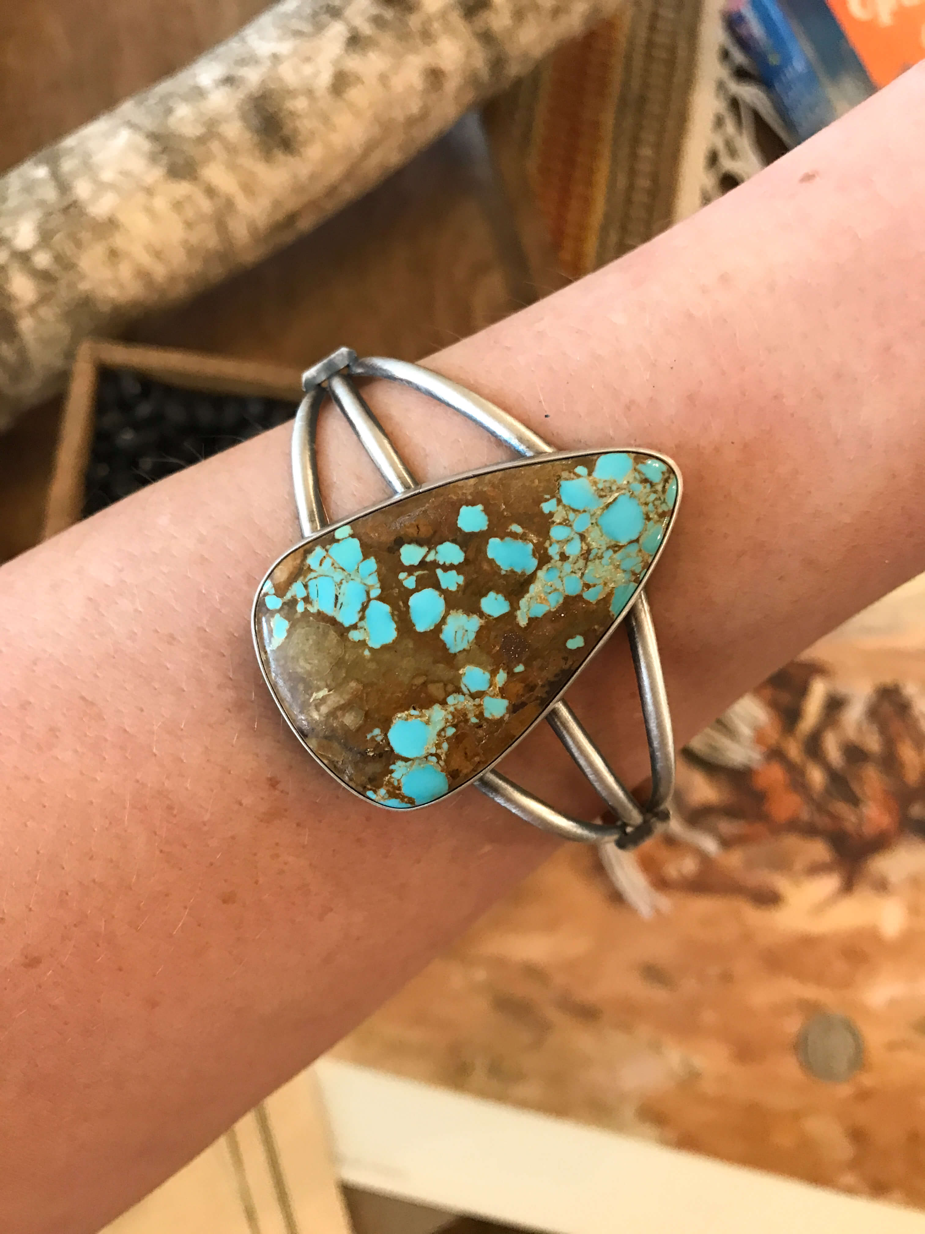 The Woodland Turquoise Cuff-Bracelets & Cuffs-Calli Co., Turquoise and Silver Jewelry, Native American Handmade, Zuni Tribe, Navajo Tribe, Brock Texas