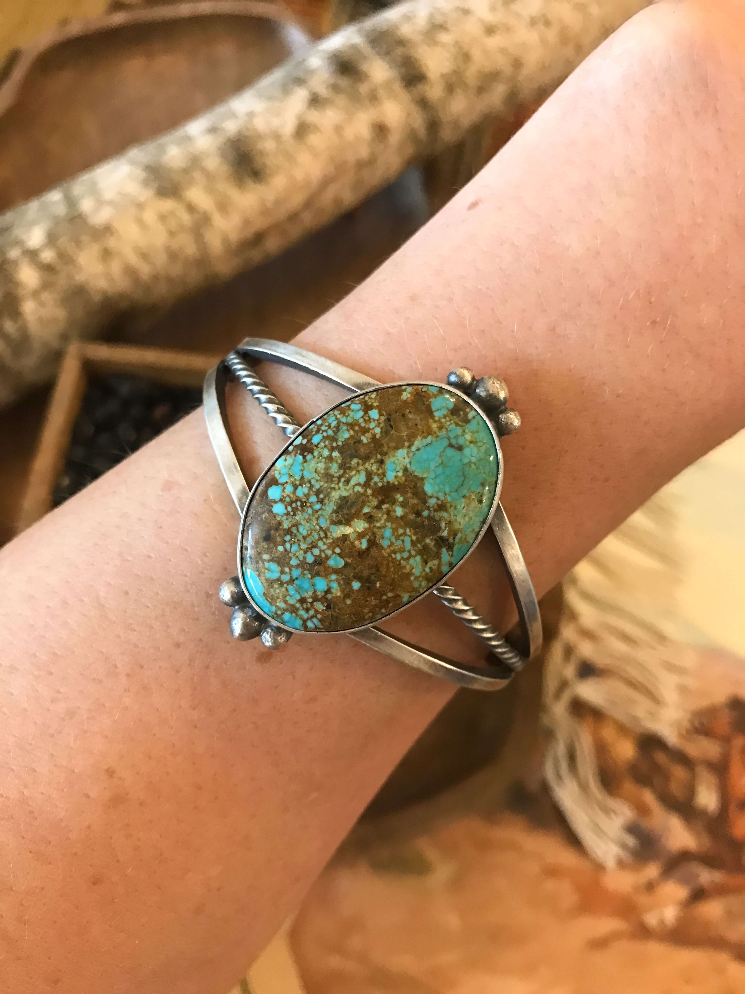 The Tensaw Turquoise Cuff, 3-Bracelets & Cuffs-Calli Co., Turquoise and Silver Jewelry, Native American Handmade, Zuni Tribe, Navajo Tribe, Brock Texas