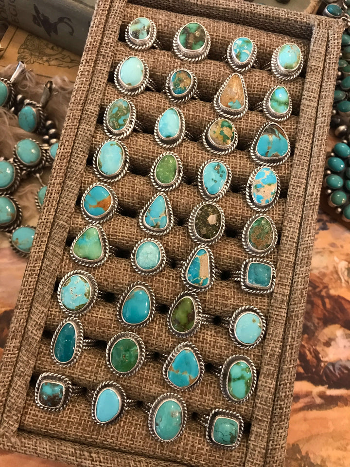 The Yukon Rings in Turquoise-Rings-Calli Co., Turquoise and Silver Jewelry, Native American Handmade, Zuni Tribe, Navajo Tribe, Brock Texas