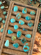 The Yuma Rings in Turquoise-Rings-Calli Co., Turquoise and Silver Jewelry, Native American Handmade, Zuni Tribe, Navajo Tribe, Brock Texas