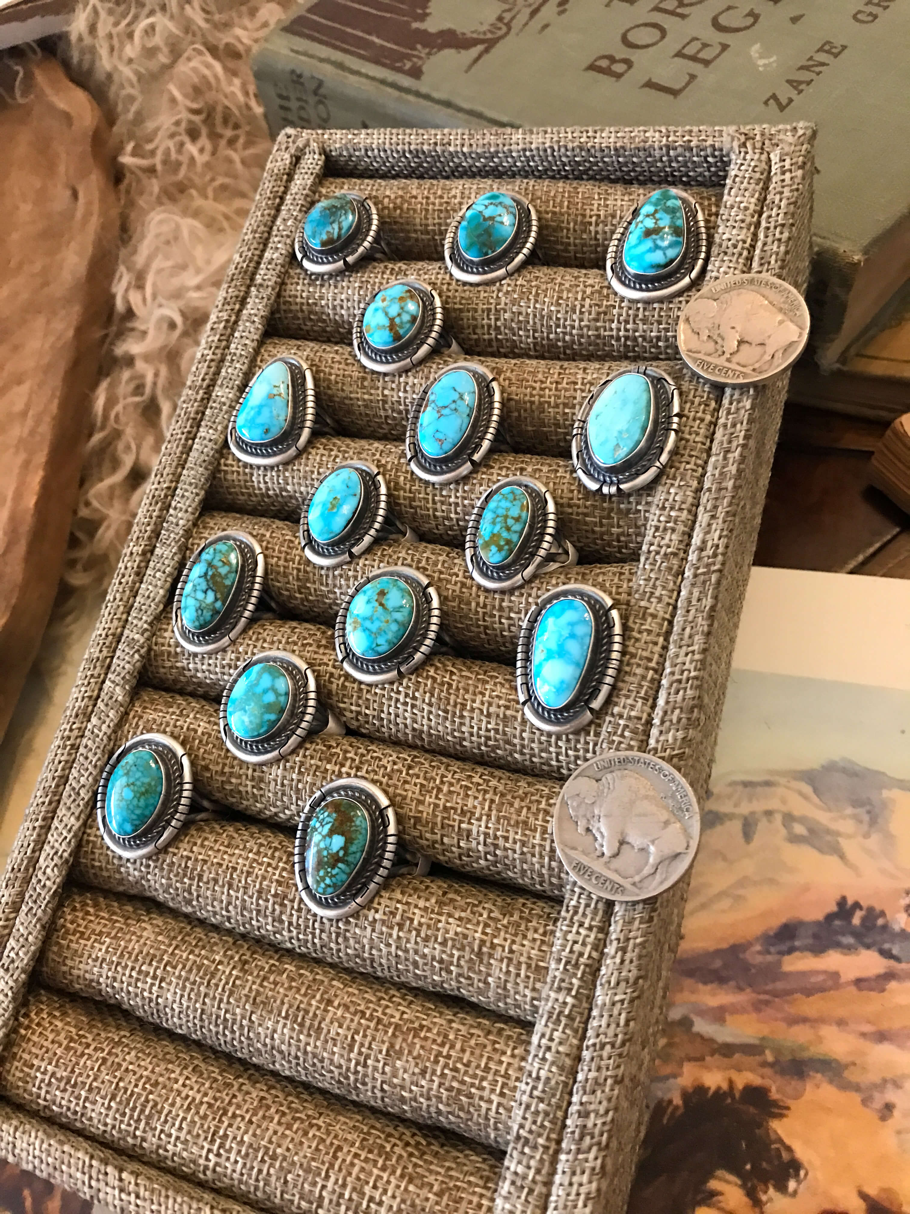 The Yale Rings in Blue Turquoise-Rings-Calli Co., Turquoise and Silver Jewelry, Native American Handmade, Zuni Tribe, Navajo Tribe, Brock Texas