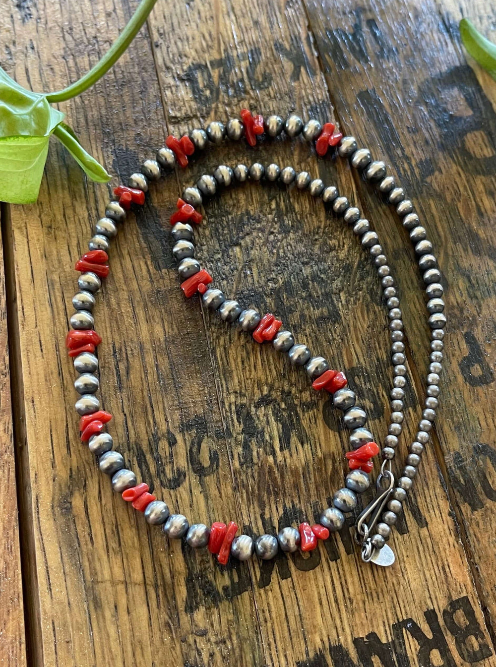 The Ruby Hills Navajo Pearl and Coral Necklace-Necklaces-Calli Co., Turquoise and Silver Jewelry, Native American Handmade, Zuni Tribe, Navajo Tribe, Brock Texas