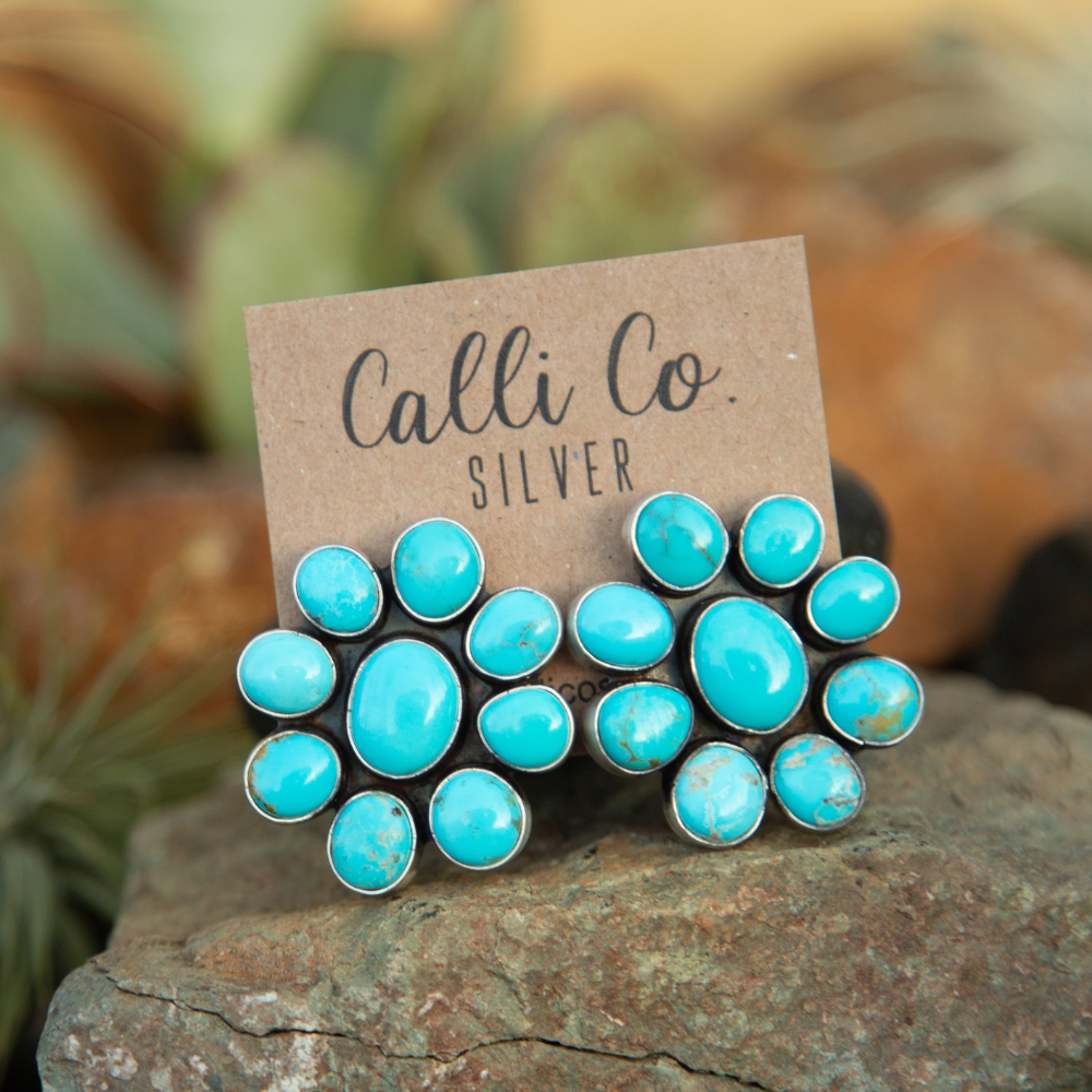 Turquoise cluster earrings from Calli Co Silver