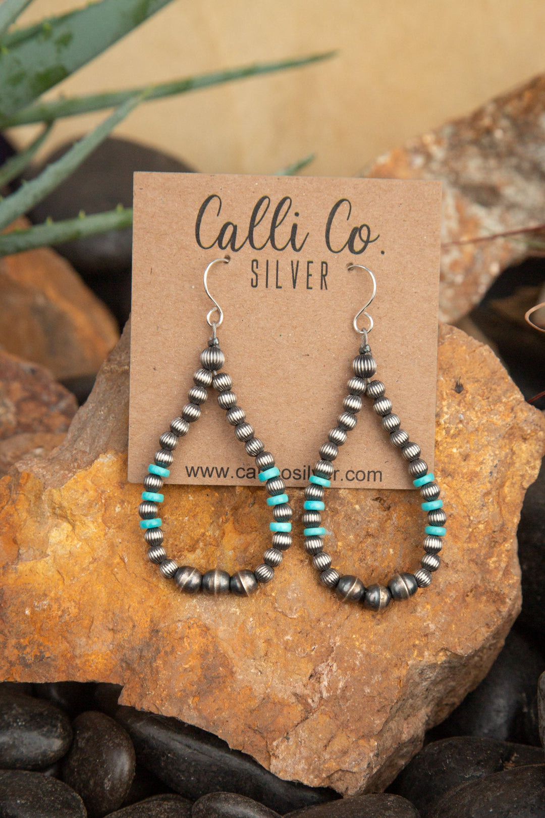 The Hamilton Turquoise and Pearl Earrings-Earrings-Calli Co., Turquoise and Silver Jewelry, Native American Handmade, Zuni Tribe, Navajo Tribe, Brock Texas