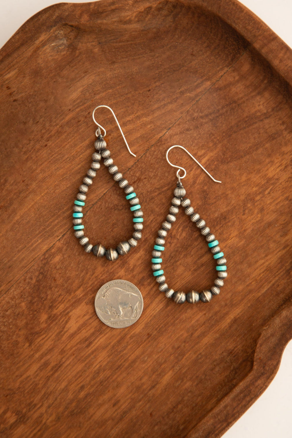 The Hamilton Turquoise and Pearl Earrings-Earrings-Calli Co., Turquoise and Silver Jewelry, Native American Handmade, Zuni Tribe, Navajo Tribe, Brock Texas