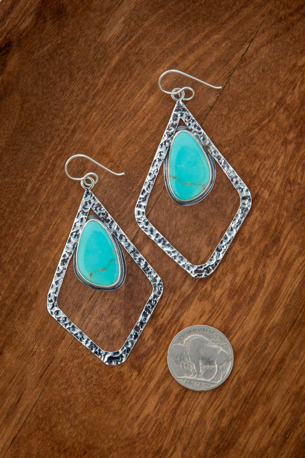 The Hudson Hammered Earrings, 9-Earrings-Calli Co., Turquoise and Silver Jewelry, Native American Handmade, Zuni Tribe, Navajo Tribe, Brock Texas
