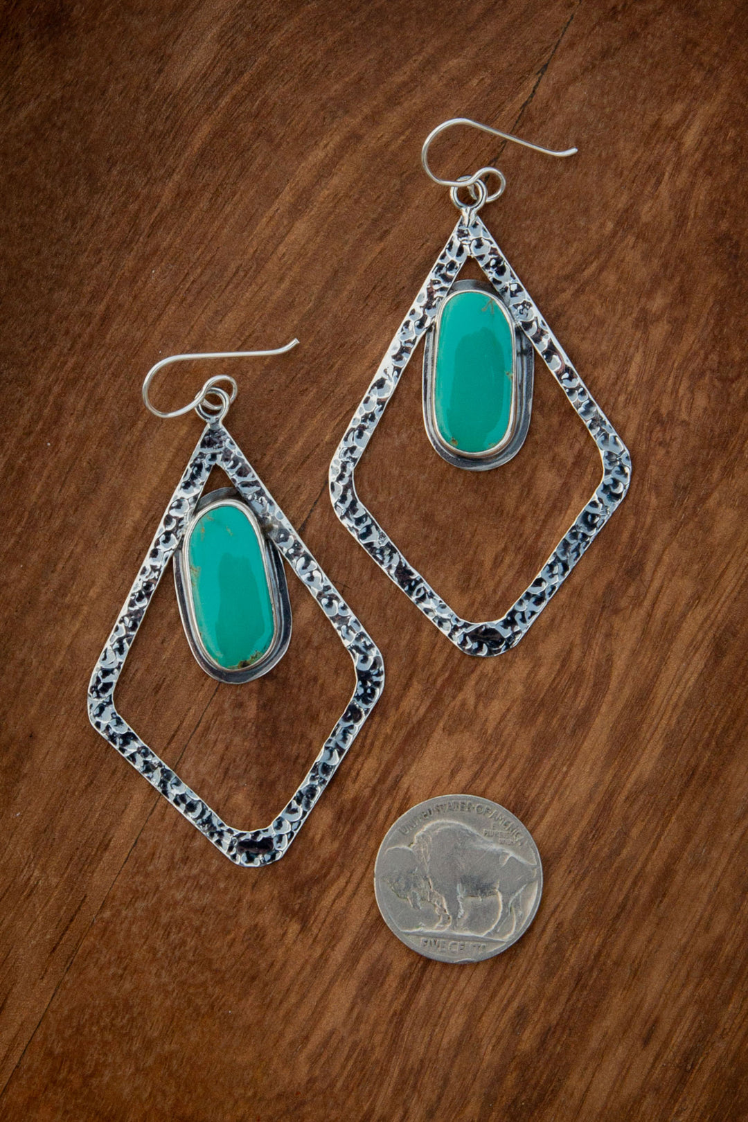 The Hudson Hammered Earrings, 2-Earrings-Calli Co., Turquoise and Silver Jewelry, Native American Handmade, Zuni Tribe, Navajo Tribe, Brock Texas