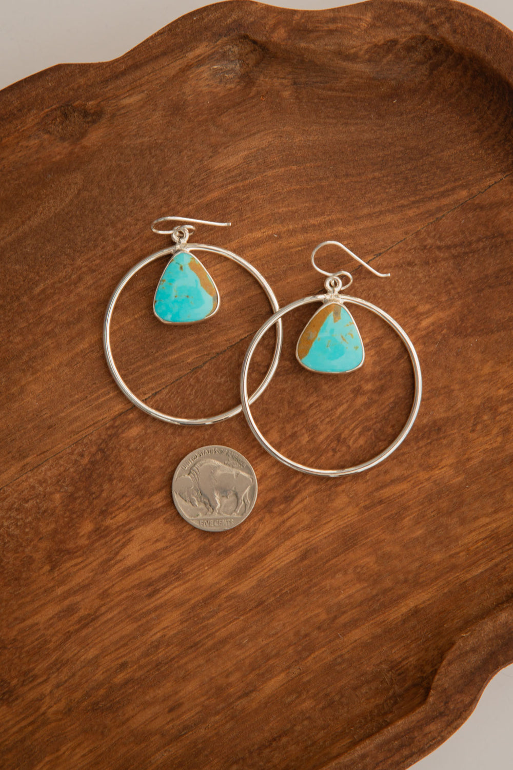 The Kiva Turquoise Hoop Earrings, 20-Earrings-Calli Co., Turquoise and Silver Jewelry, Native American Handmade, Zuni Tribe, Navajo Tribe, Brock Texas
