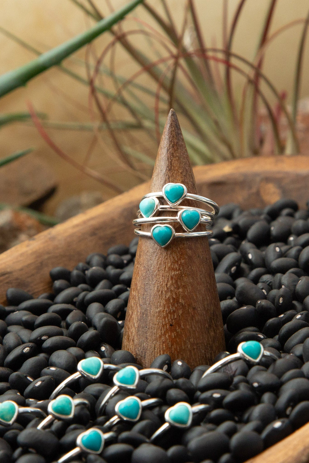 The Turquoise Heart Ring-Rings-Calli Co., Turquoise and Silver Jewelry, Native American Handmade, Zuni Tribe, Navajo Tribe, Brock Texas