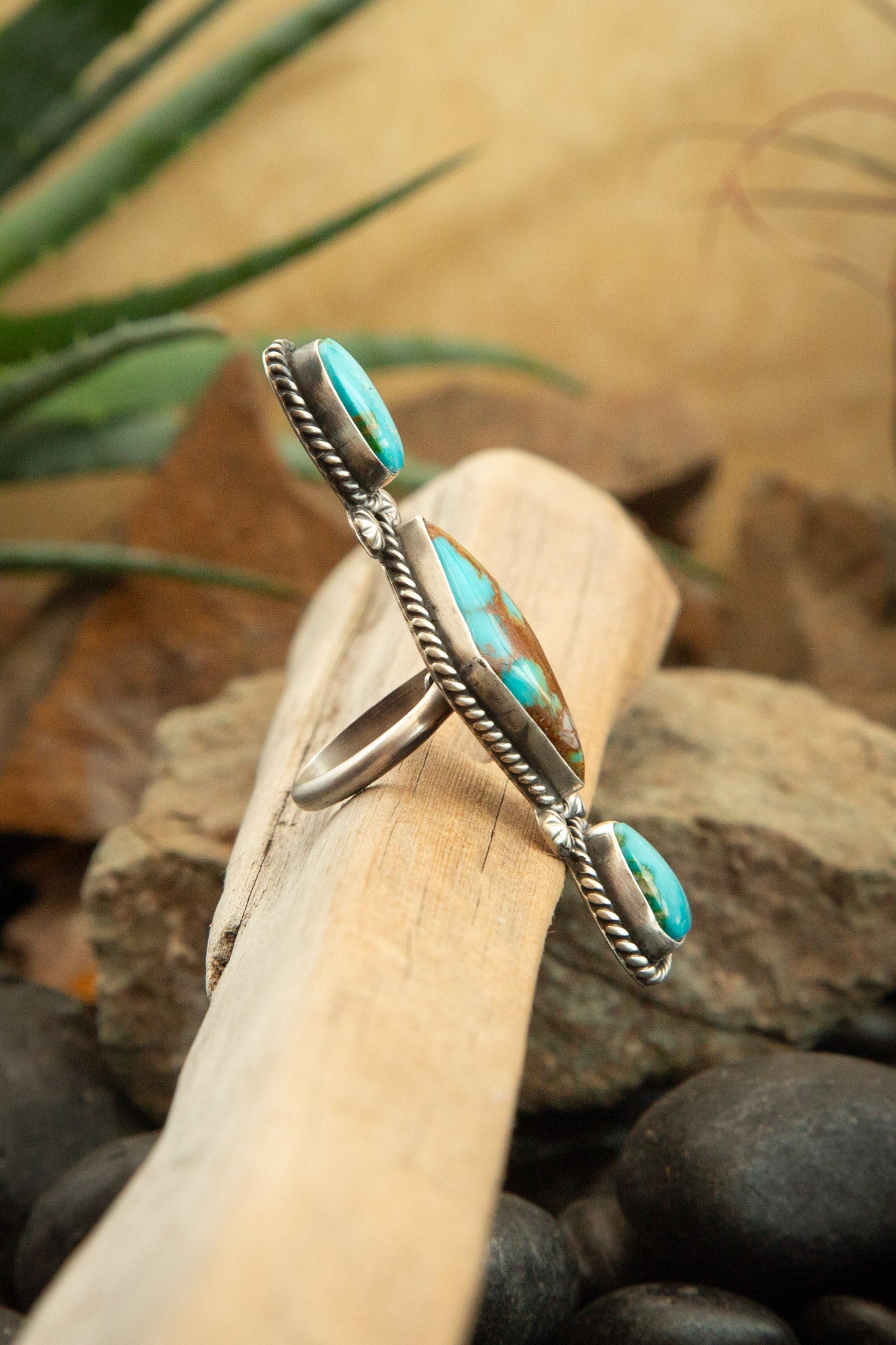 The Adjustable 3 Stone Ring, 4-Rings-Calli Co., Turquoise and Silver Jewelry, Native American Handmade, Zuni Tribe, Navajo Tribe, Brock Texas