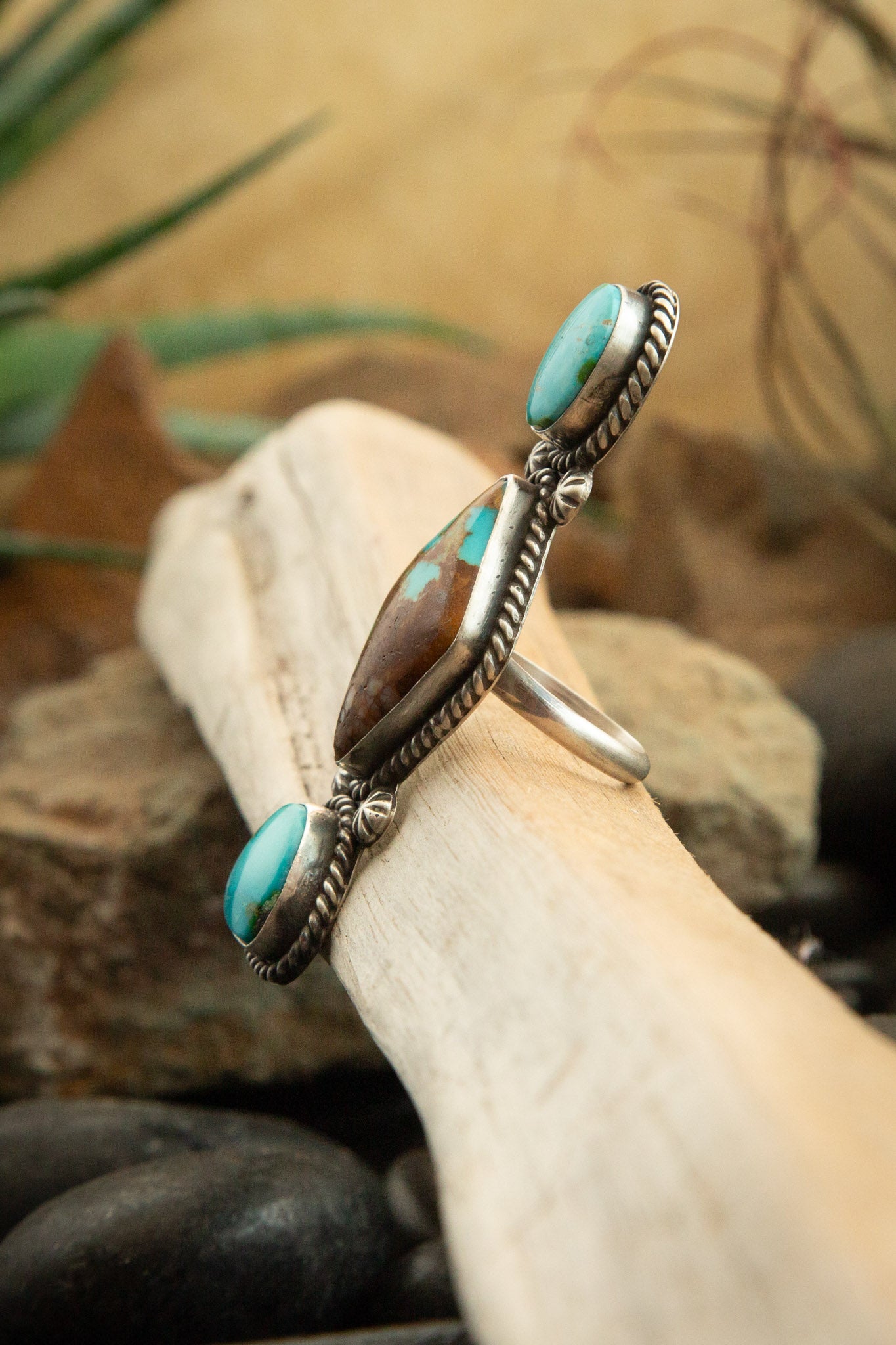 The Adjustable 3 Stone Ring, 4-Rings-Calli Co., Turquoise and Silver Jewelry, Native American Handmade, Zuni Tribe, Navajo Tribe, Brock Texas