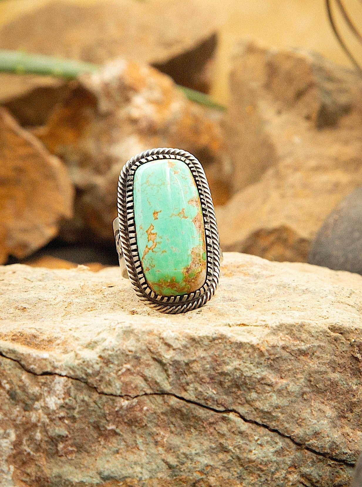 The Noble Turquoise Ring, 1 Sz 5.5-Rings-Calli Co., Turquoise and Silver Jewelry, Native American Handmade, Zuni Tribe, Navajo Tribe, Brock Texas