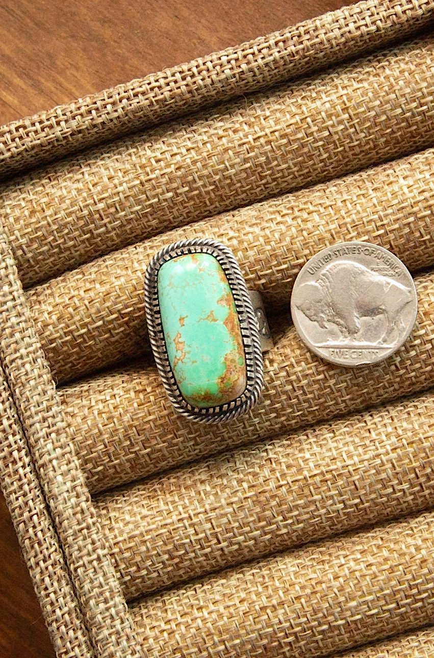 The Noble Turquoise Ring, 1 Sz 5.5-Rings-Calli Co., Turquoise and Silver Jewelry, Native American Handmade, Zuni Tribe, Navajo Tribe, Brock Texas