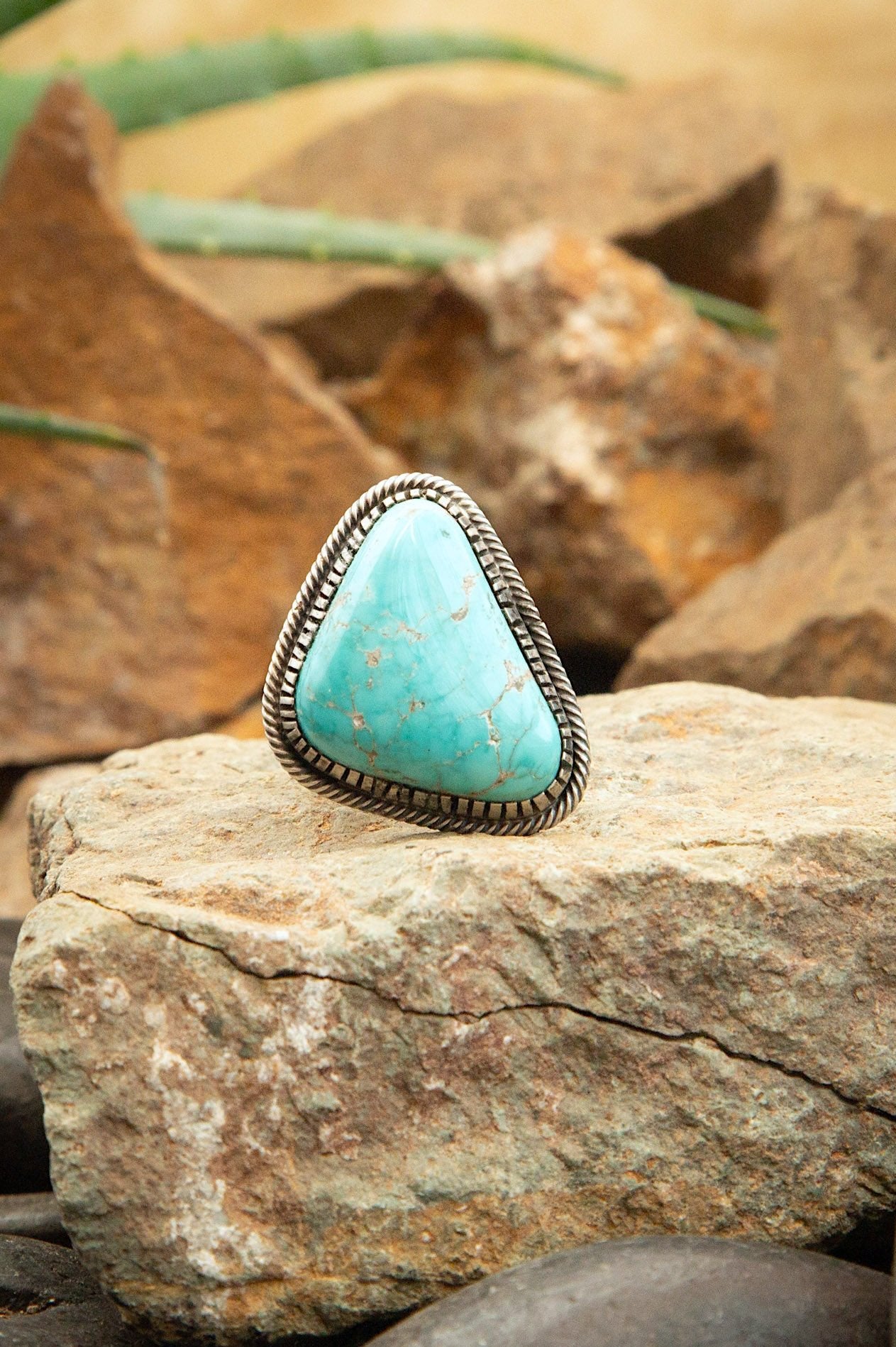 The Noble Turquoise Ring, 2 Sz 6.5-Rings-Calli Co., Turquoise and Silver Jewelry, Native American Handmade, Zuni Tribe, Navajo Tribe, Brock Texas