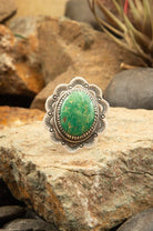 The Turquoise Concho Ring, 1 Sz. 8-Rings-Calli Co., Turquoise and Silver Jewelry, Native American Handmade, Zuni Tribe, Navajo Tribe, Brock Texas