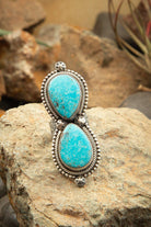 The Fenton Double Stone Ring 2, Sz 6-Rings-Calli Co., Turquoise and Silver Jewelry, Native American Handmade, Zuni Tribe, Navajo Tribe, Brock Texas