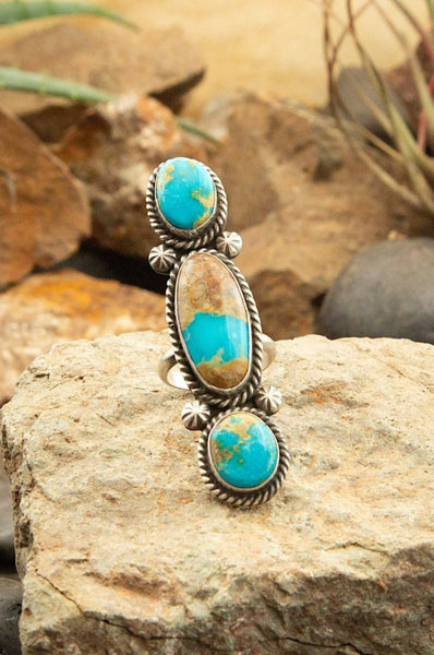 ヴィンテージ！3 Stones Native Style ブレスレット callicoturquoise_andsterlin_gs