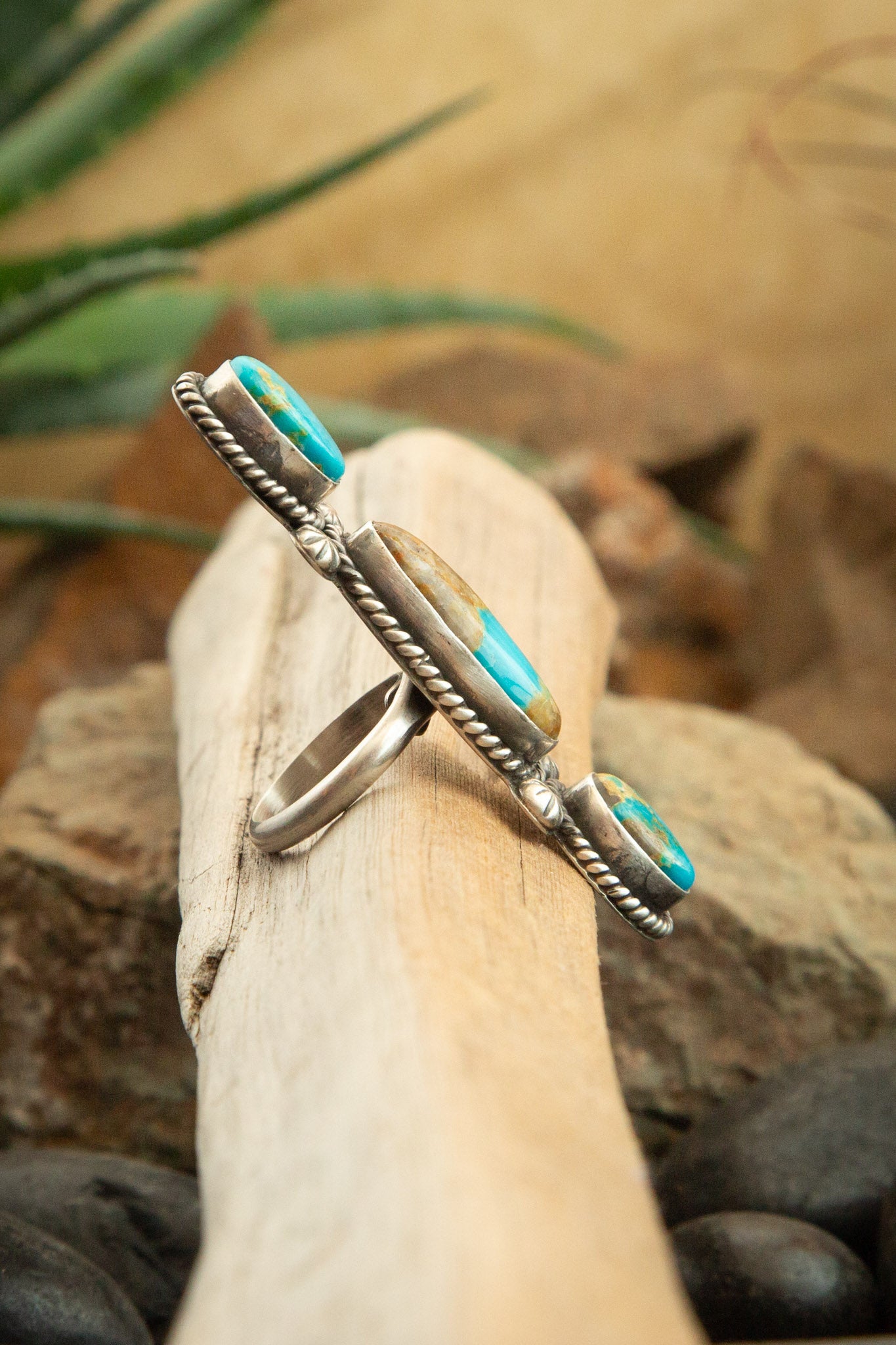 The Adjustable 3 Stone Ring, 5-Rings-Calli Co., Turquoise and Silver Jewelry, Native American Handmade, Zuni Tribe, Navajo Tribe, Brock Texas