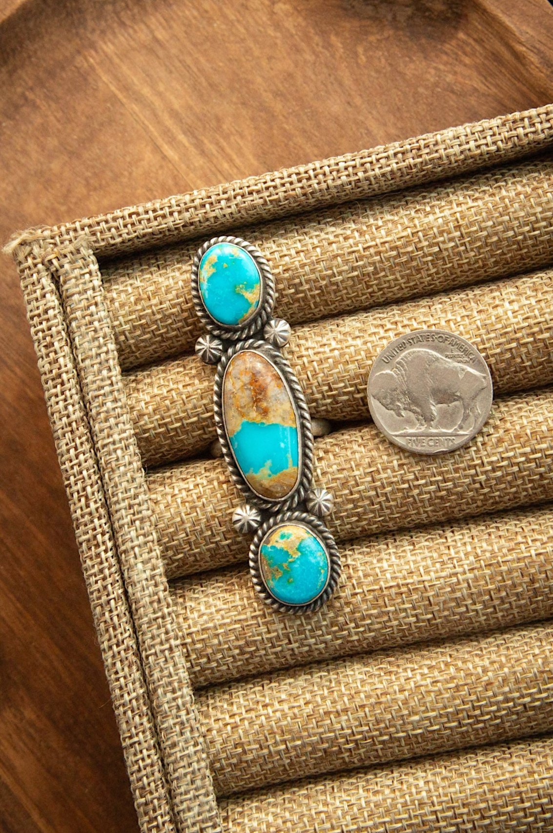 The Adjustable 3 Stone Ring, 5-Rings-Calli Co., Turquoise and Silver Jewelry, Native American Handmade, Zuni Tribe, Navajo Tribe, Brock Texas