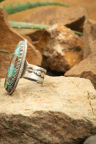 The Noble Turquoise Ring, 9 Sz 9.5-Rings-Calli Co., Turquoise and Silver Jewelry, Native American Handmade, Zuni Tribe, Navajo Tribe, Brock Texas