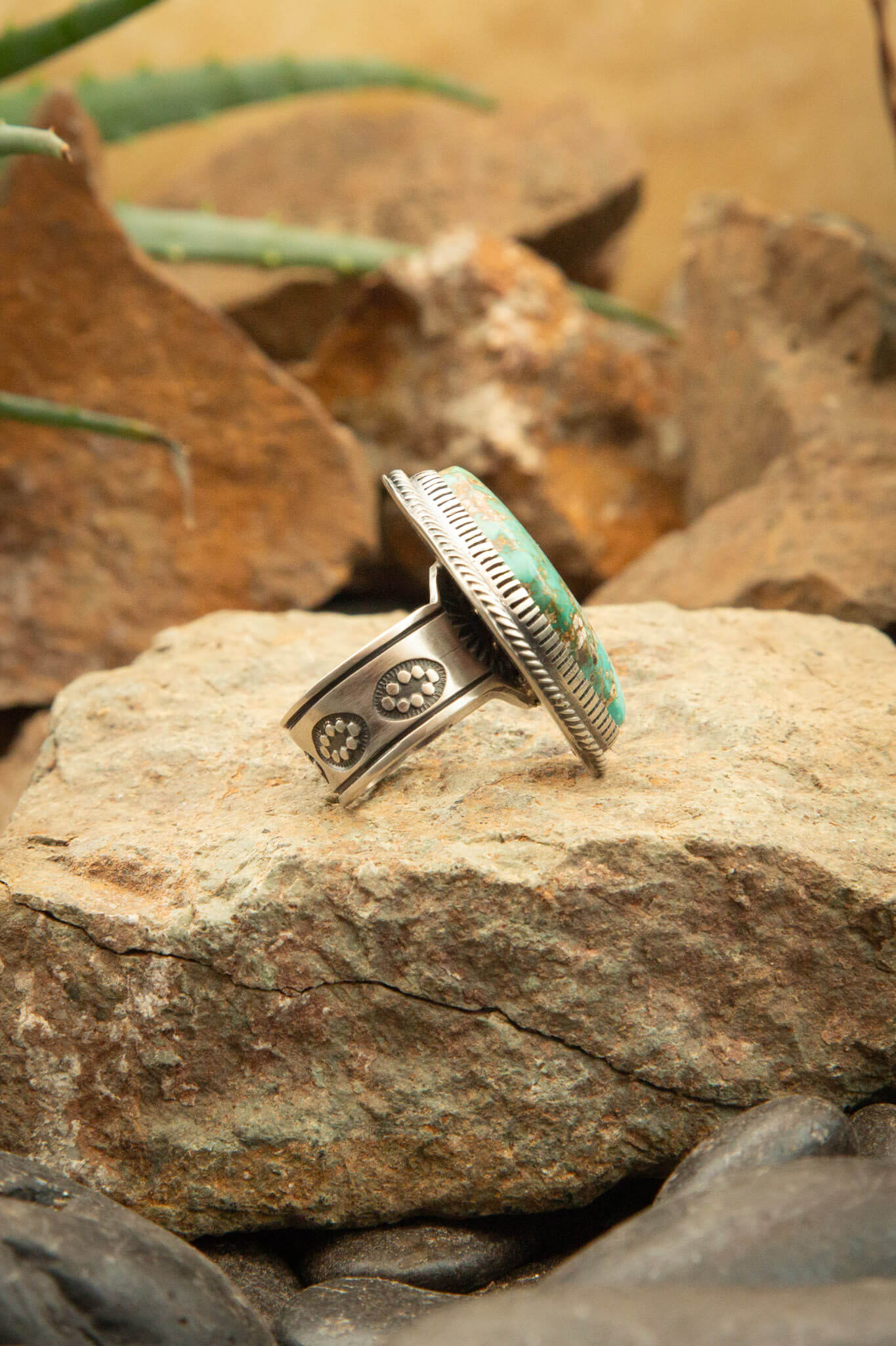 The Noble Turquoise Ring, 5 Sz 8.5-Rings-Calli Co., Turquoise and Silver Jewelry, Native American Handmade, Zuni Tribe, Navajo Tribe, Brock Texas