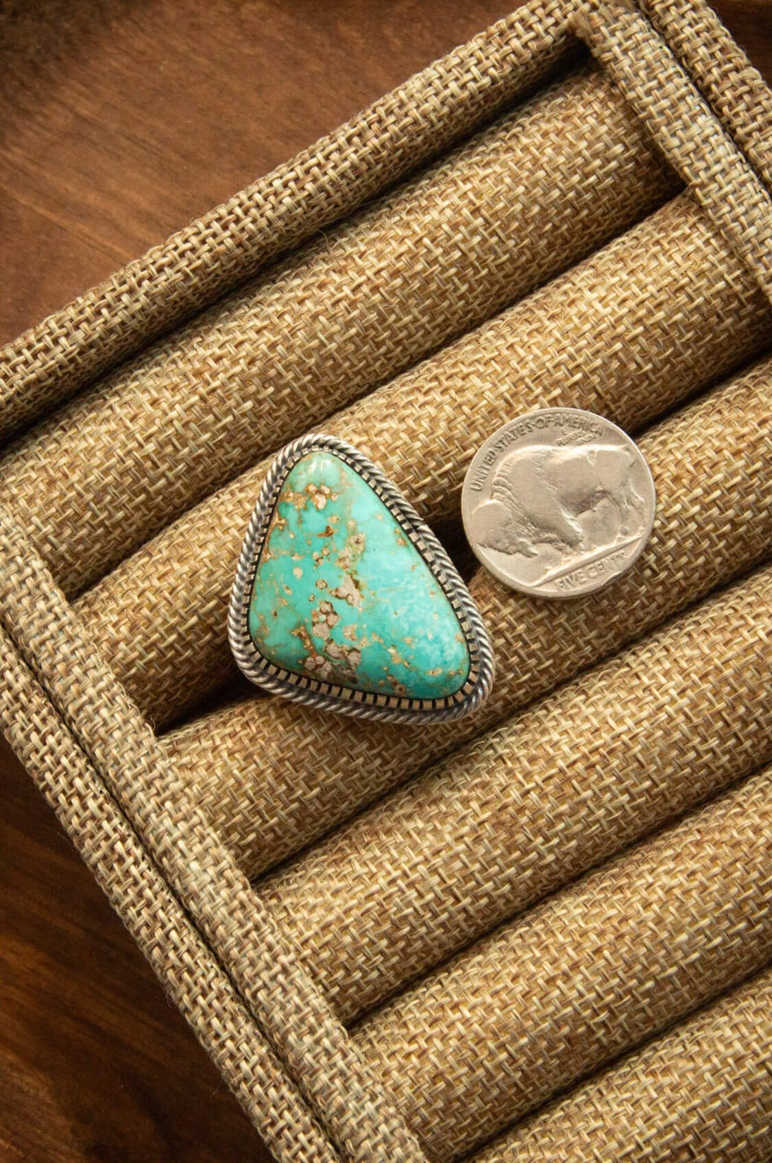 The Noble Turquoise Ring, 5 Sz 8.5-Rings-Calli Co., Turquoise and Silver Jewelry, Native American Handmade, Zuni Tribe, Navajo Tribe, Brock Texas