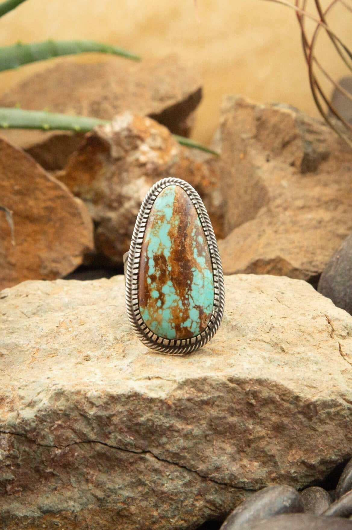 The Noble Turquoise Ring, 6 Sz 8-Rings-Calli Co., Turquoise and Silver Jewelry, Native American Handmade, Zuni Tribe, Navajo Tribe, Brock Texas