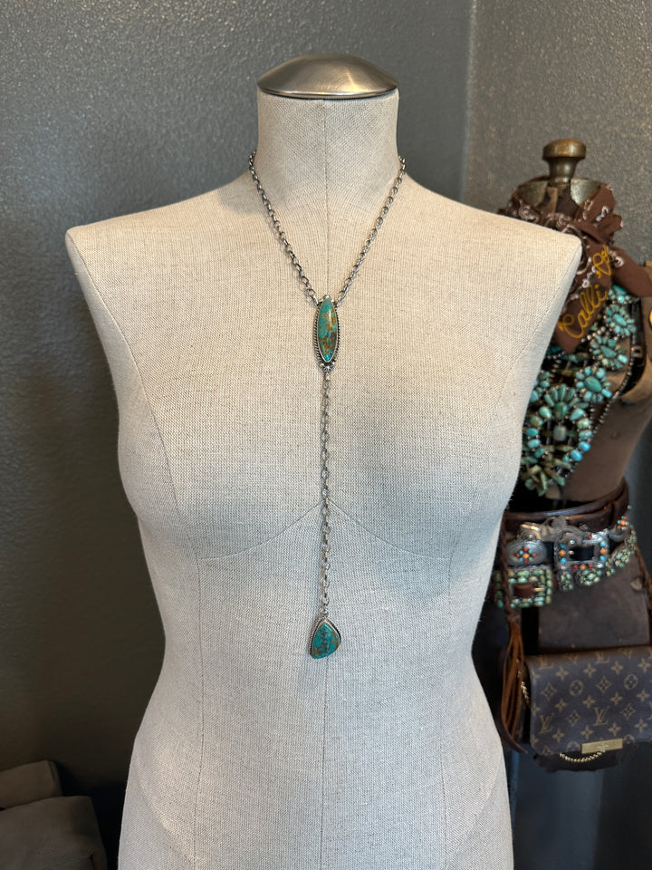 The Ace Lariat Necklace, 19-Necklaces-Calli Co., Turquoise and Silver Jewelry, Native American Handmade, Zuni Tribe, Navajo Tribe, Brock Texas