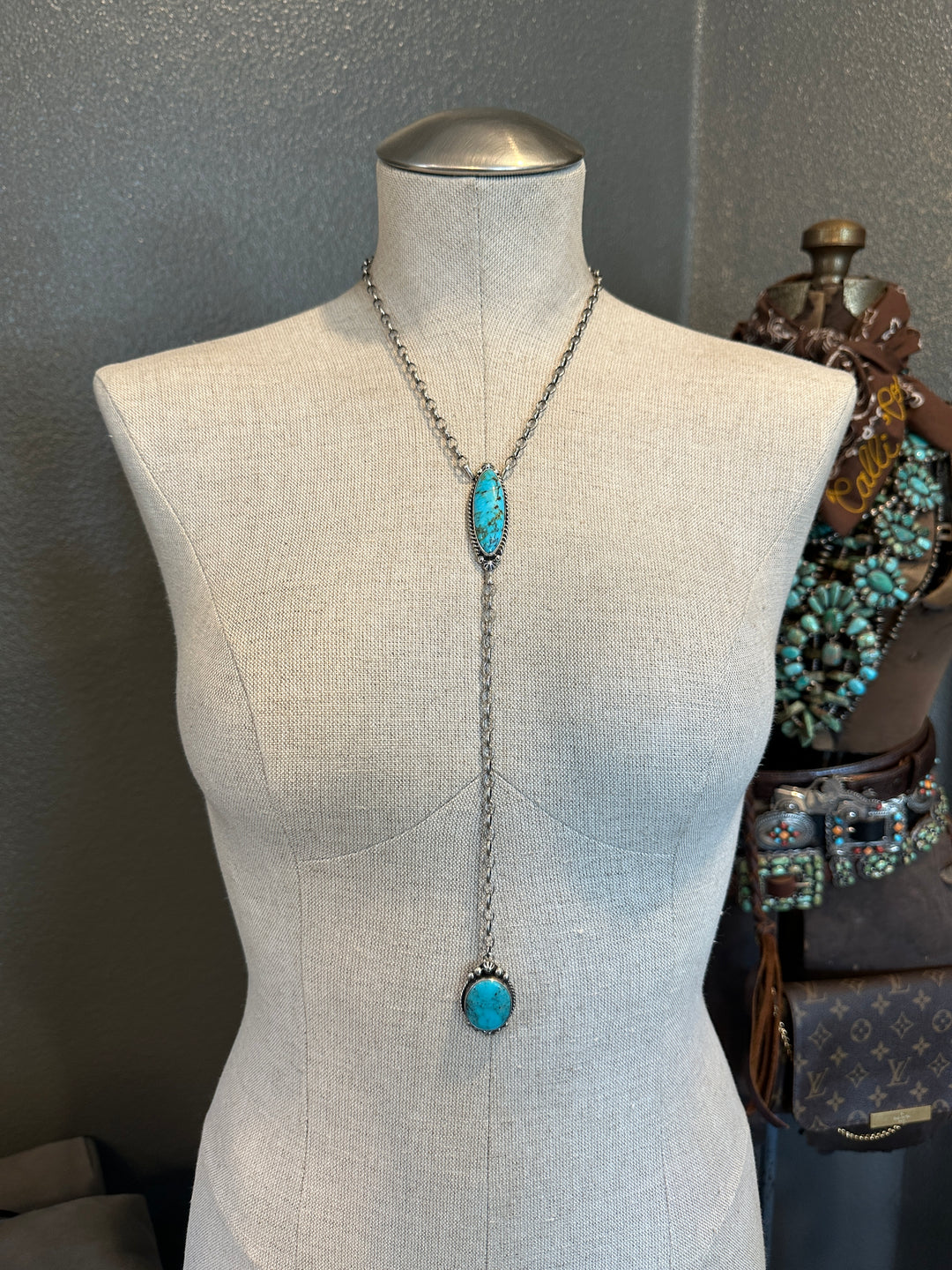 The Ace Lariat Necklace, 2-Necklaces-Calli Co., Turquoise and Silver Jewelry, Native American Handmade, Zuni Tribe, Navajo Tribe, Brock Texas
