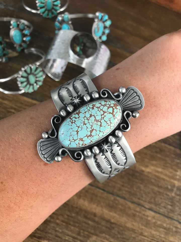 The Alton Number 8 Mine Cuff-Bracelets & Cuffs-Calli Co., Turquoise and Silver Jewelry, Native American Handmade, Zuni Tribe, Navajo Tribe, Brock Texas