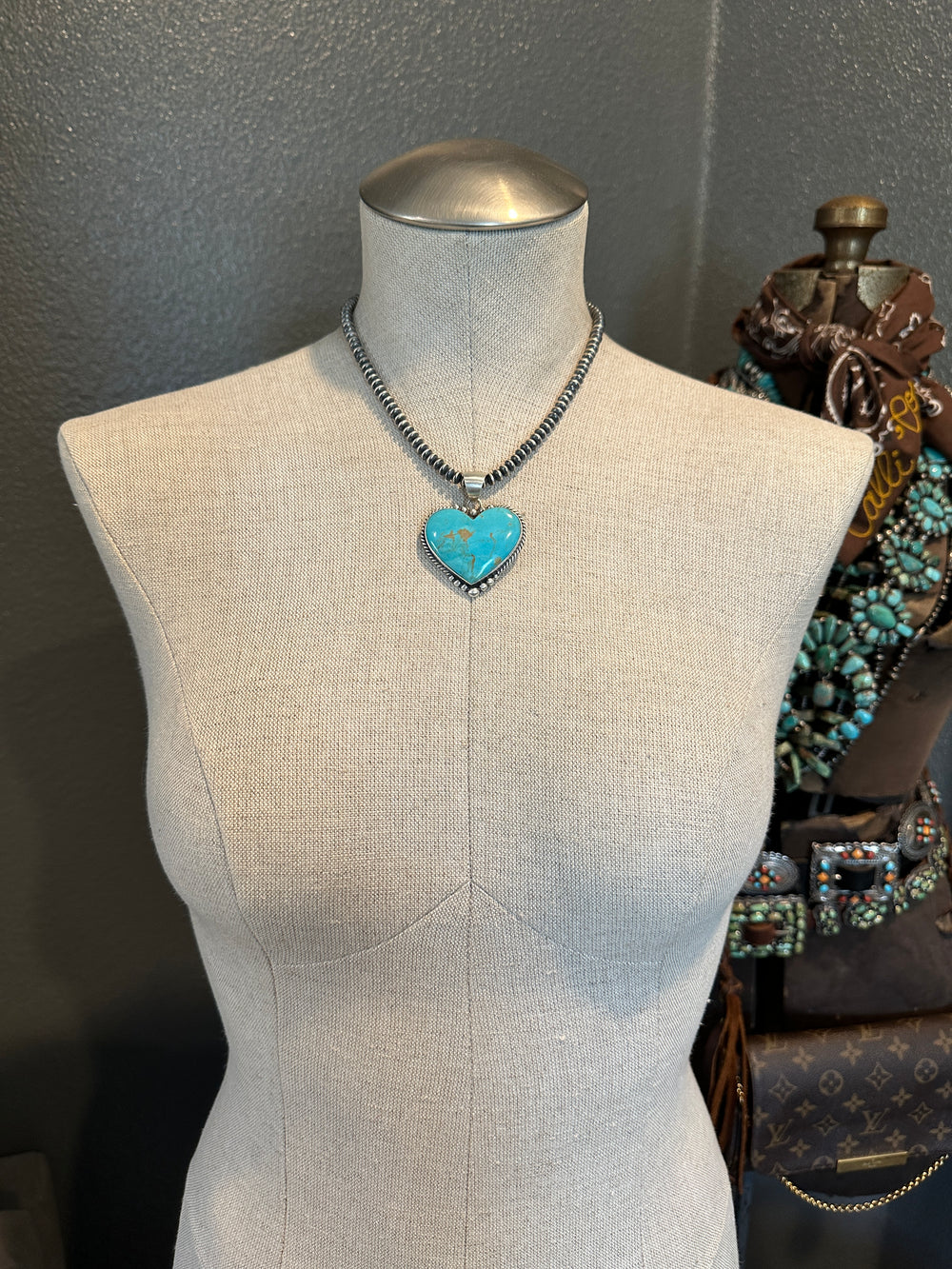 The Grande Heart Pendant, 2-Pendants-Calli Co., Turquoise and Silver Jewelry, Native American Handmade, Zuni Tribe, Navajo Tribe, Brock Texas