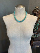 The Elevado Turquoise Necklace, 20"-Necklaces-Calli Co., Turquoise and Silver Jewelry, Native American Handmade, Zuni Tribe, Navajo Tribe, Brock Texas