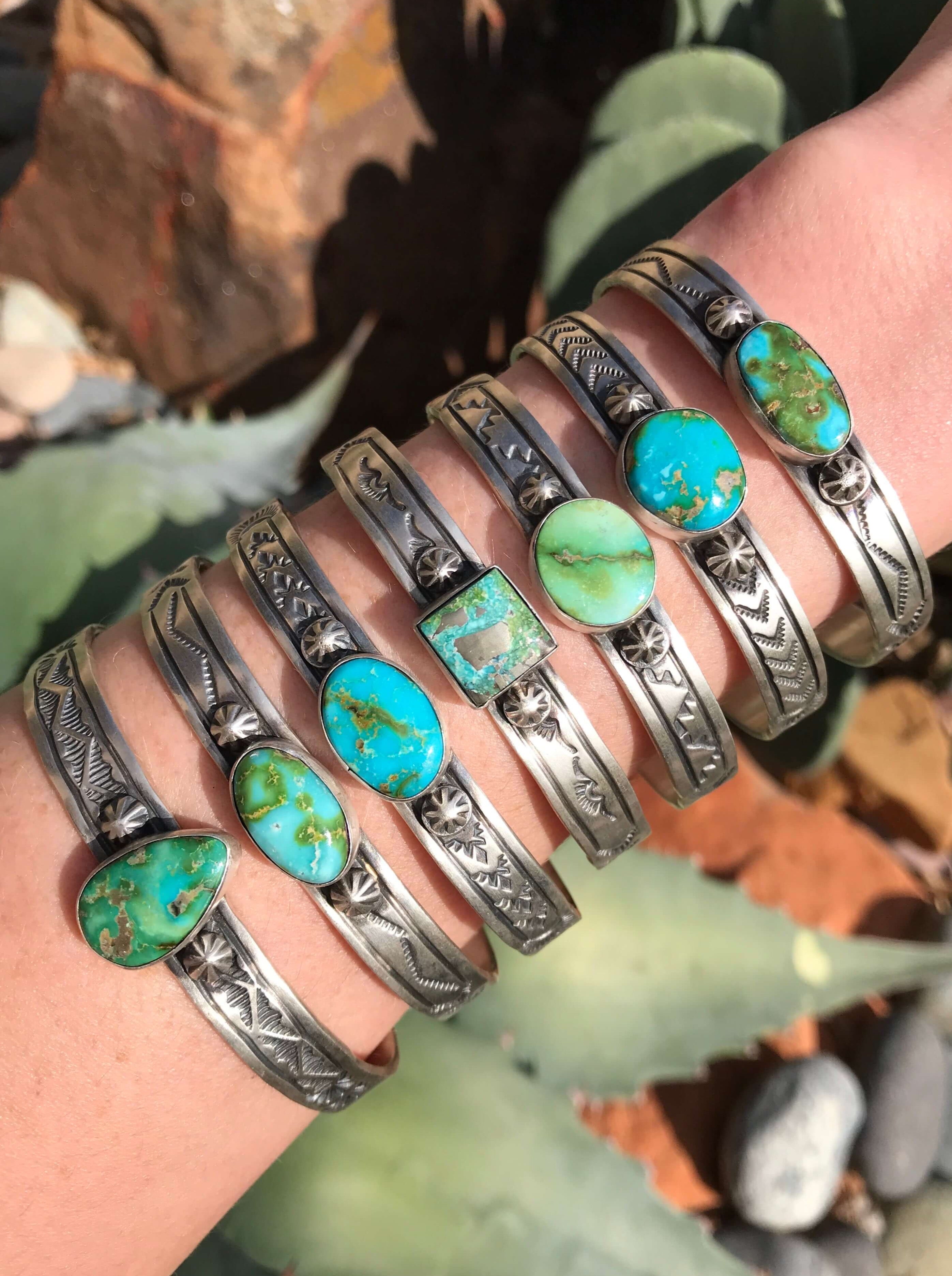 The Deephaven Cuffs-Bracelets & Cuffs-Calli Co., Turquoise and Silver Jewelry, Native American Handmade, Zuni Tribe, Navajo Tribe, Brock Texas