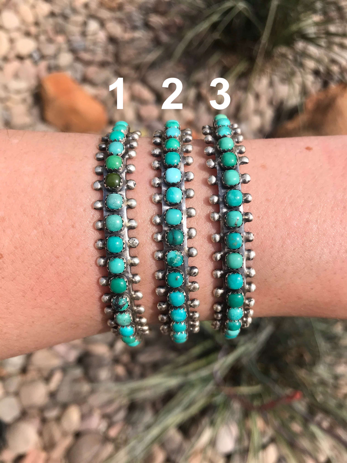 The Tupelo Turquoise Row Cuffs-Bracelets & Cuffs-Calli Co., Turquoise and Silver Jewelry, Native American Handmade, Zuni Tribe, Navajo Tribe, Brock Texas