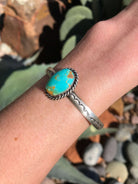 The Fremont Turquoise Cuff, 2-Bracelets & Cuffs-Calli Co., Turquoise and Silver Jewelry, Native American Handmade, Zuni Tribe, Navajo Tribe, Brock Texas