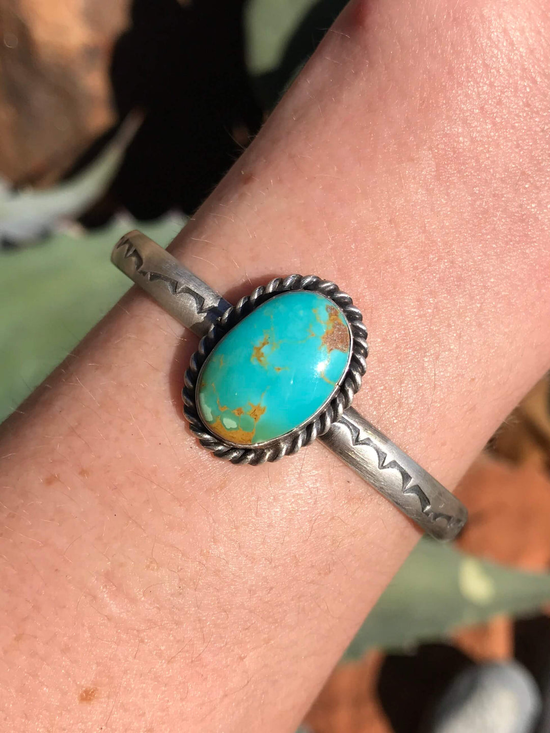 The Fremont Turquoise Cuff, 2-Bracelets & Cuffs-Calli Co., Turquoise and Silver Jewelry, Native American Handmade, Zuni Tribe, Navajo Tribe, Brock Texas