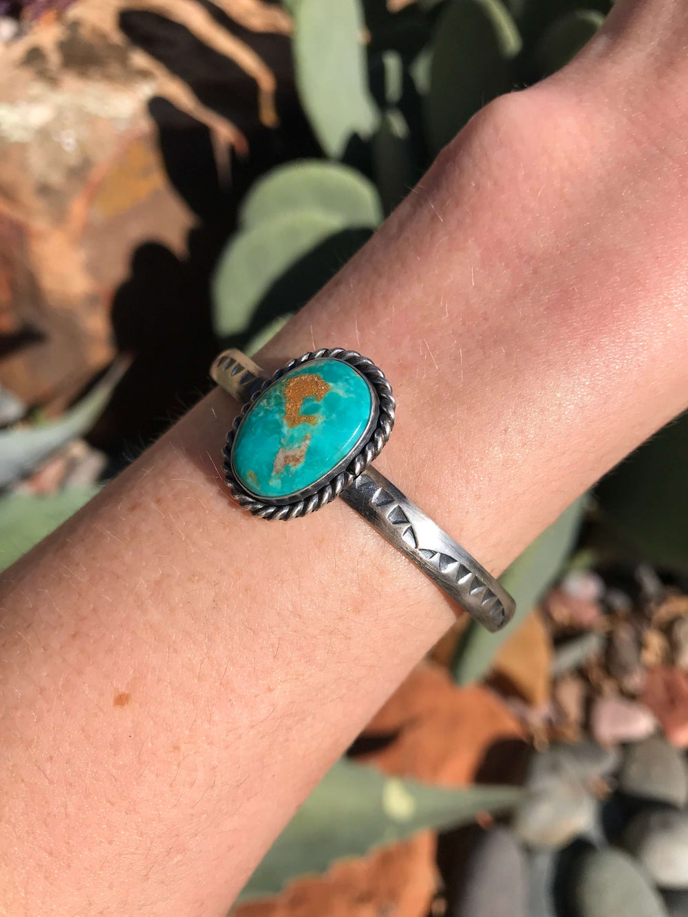 The Fremont Turquoise Cuff, 4-Bracelets & Cuffs-Calli Co., Turquoise and Silver Jewelry, Native American Handmade, Zuni Tribe, Navajo Tribe, Brock Texas