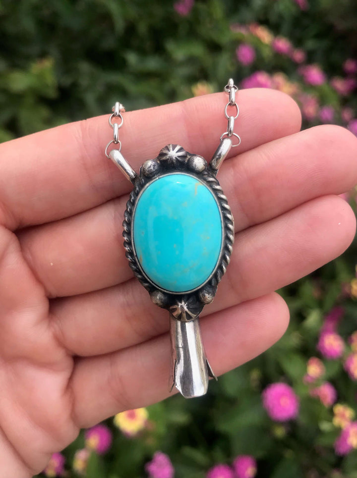 The Bucca Blossom Necklace, 15-Necklaces-Calli Co., Turquoise and Silver Jewelry, Native American Handmade, Zuni Tribe, Navajo Tribe, Brock Texas