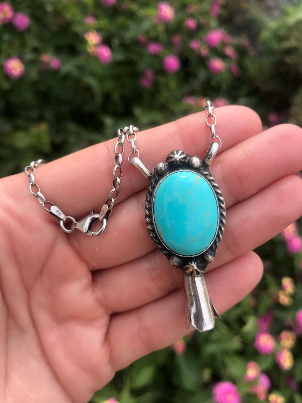 The Bucca Blossom Necklace, 15-Necklaces-Calli Co., Turquoise and Silver Jewelry, Native American Handmade, Zuni Tribe, Navajo Tribe, Brock Texas