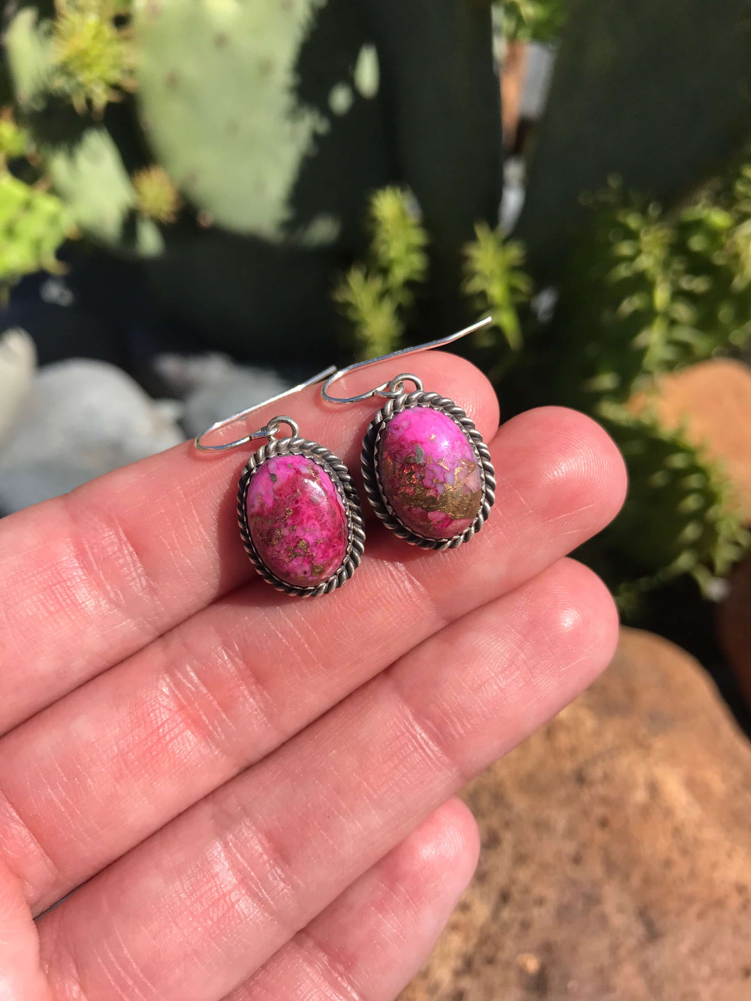 The Dahlia Dangles, 5-Earrings-Calli Co., Turquoise and Silver Jewelry, Native American Handmade, Zuni Tribe, Navajo Tribe, Brock Texas