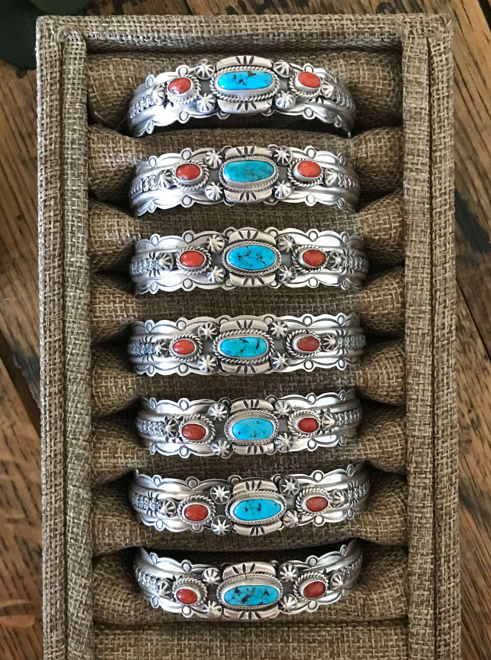 The Tempest Turquoise And Coral Cuff-Bracelets & Cuffs-Calli Co., Turquoise and Silver Jewelry, Native American Handmade, Zuni Tribe, Navajo Tribe, Brock Texas