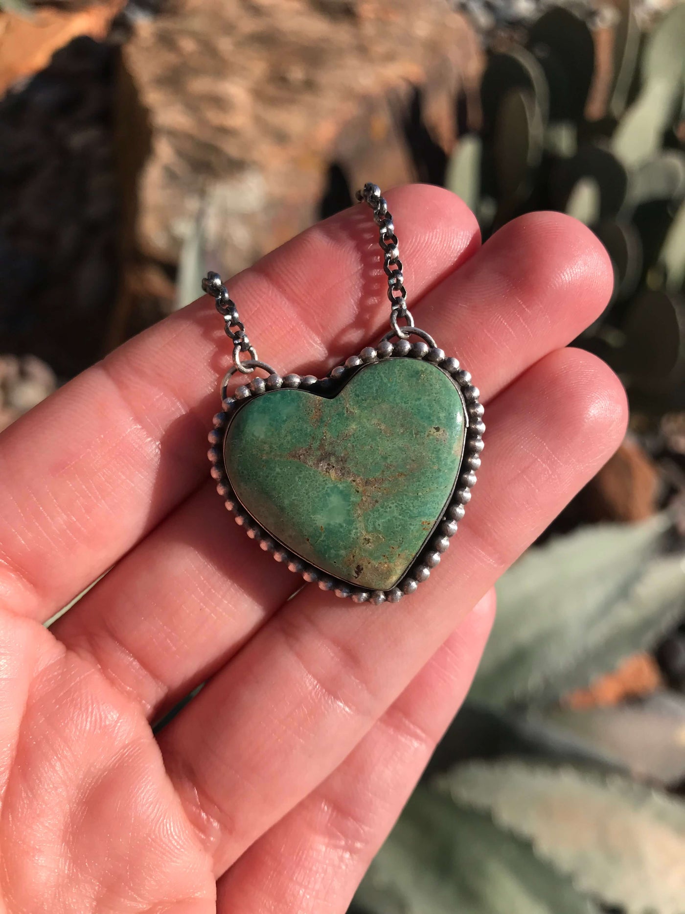 The Heart Necklace, 4-Necklaces-Calli Co., Turquoise and Silver Jewelry, Native American Handmade, Zuni Tribe, Navajo Tribe, Brock Texas