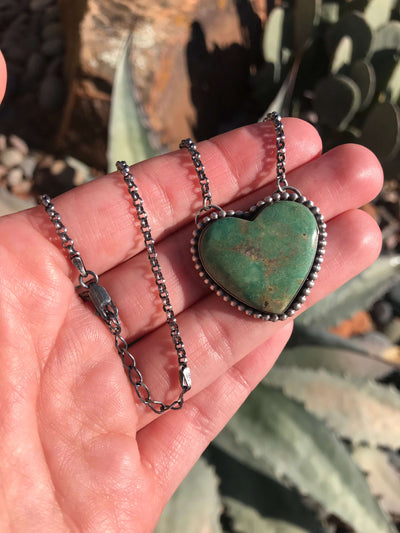 The Heart Necklace, 4-Necklaces-Calli Co., Turquoise and Silver Jewelry, Native American Handmade, Zuni Tribe, Navajo Tribe, Brock Texas