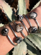 The Adrick White Buffalo Cuffs-Bracelets & Cuffs-Calli Co., Turquoise and Silver Jewelry, Native American Handmade, Zuni Tribe, Navajo Tribe, Brock Texas