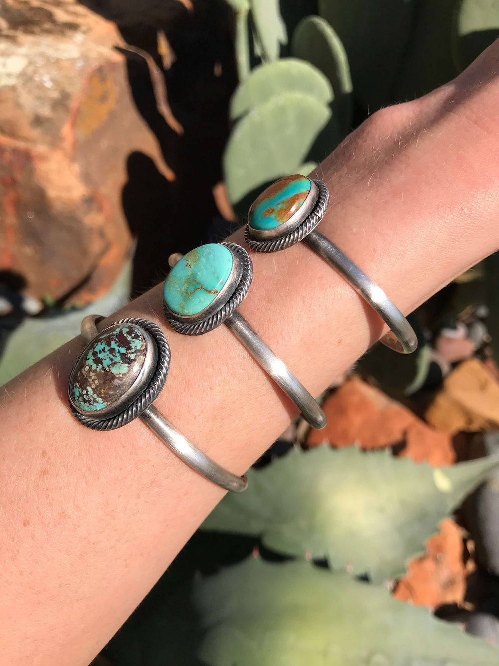 The Chigwell Cuffs-Bracelets & Cuffs-Calli Co., Turquoise and Silver Jewelry, Native American Handmade, Zuni Tribe, Navajo Tribe, Brock Texas