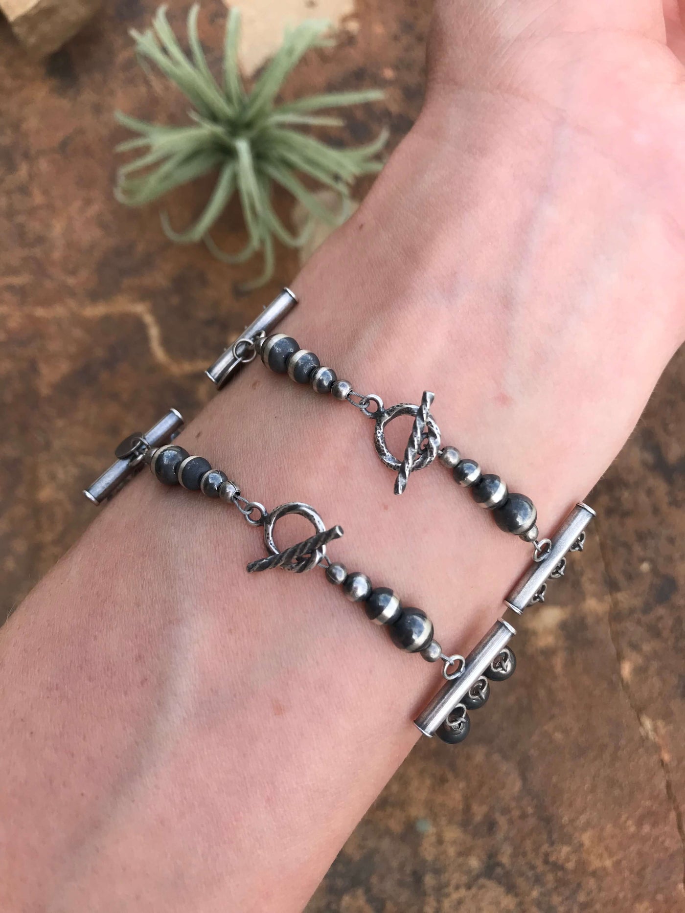 The Navajo Pearl and Spiny Triple Strand Bracelets-Bracelets & Cuffs-Calli Co., Turquoise and Silver Jewelry, Native American Handmade, Zuni Tribe, Navajo Tribe, Brock Texas