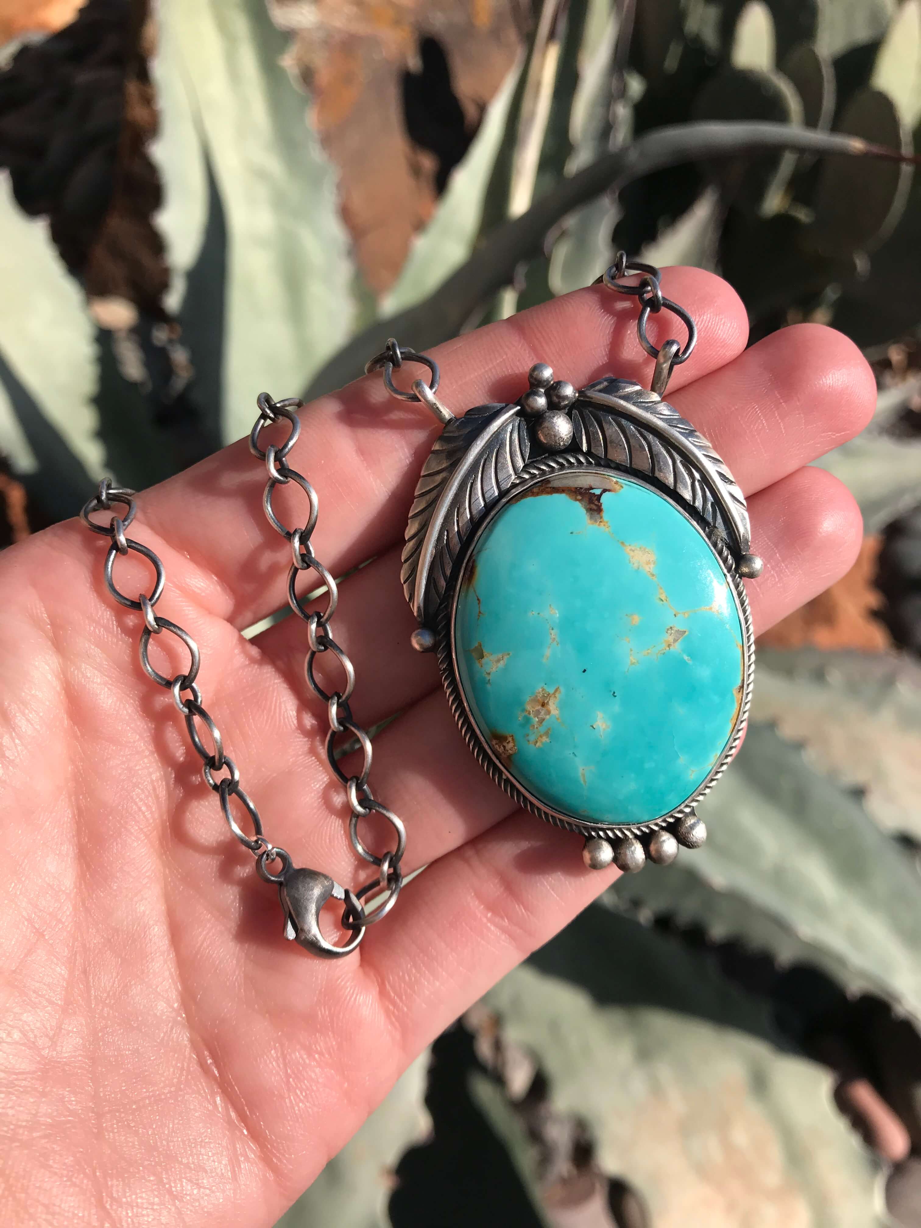 The Lentner Turquoise Necklace, 1-Necklaces-Calli Co., Turquoise and Silver Jewelry, Native American Handmade, Zuni Tribe, Navajo Tribe, Brock Texas