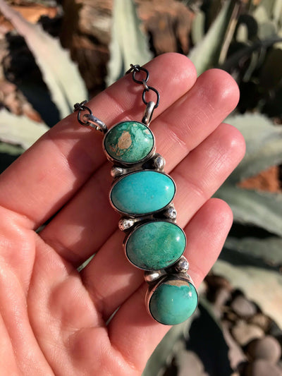 The Harrah Turquoise Necklace-Necklaces-Calli Co., Turquoise and Silver Jewelry, Native American Handmade, Zuni Tribe, Navajo Tribe, Brock Texas