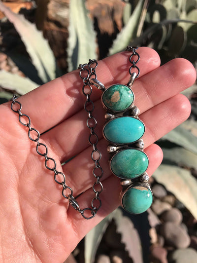 The Harrah Turquoise Necklace-Necklaces-Calli Co., Turquoise and Silver Jewelry, Native American Handmade, Zuni Tribe, Navajo Tribe, Brock Texas