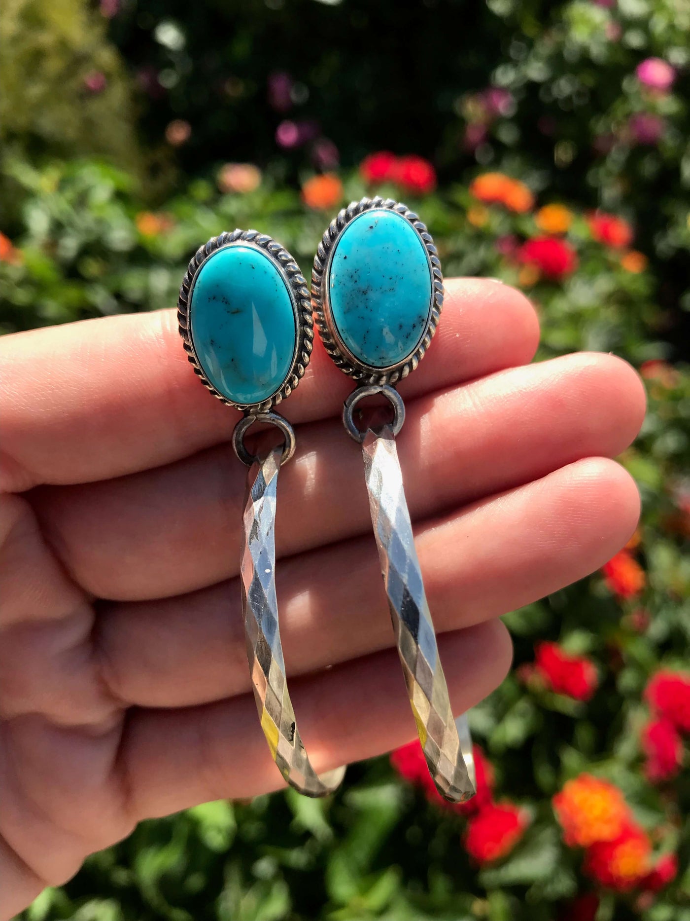 The Reeves Hoop Earrings, 2-Earrings-Calli Co., Turquoise and Silver Jewelry, Native American Handmade, Zuni Tribe, Navajo Tribe, Brock Texas